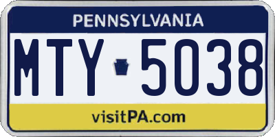 PA license plate MTY5038