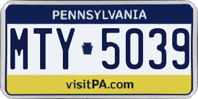 PA license plate MTY5039