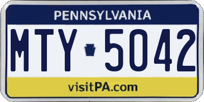 PA license plate MTY5042