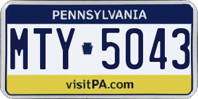 PA license plate MTY5043
