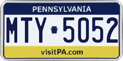 PA license plate MTY5052
