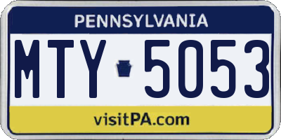 PA license plate MTY5053