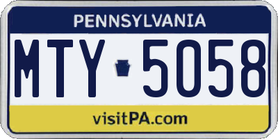 PA license plate MTY5058