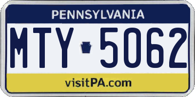 PA license plate MTY5062