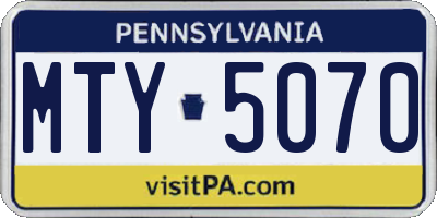 PA license plate MTY5070