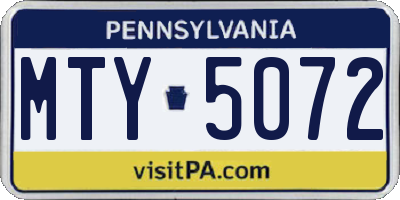 PA license plate MTY5072