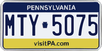 PA license plate MTY5075