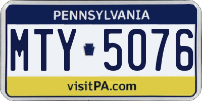 PA license plate MTY5076