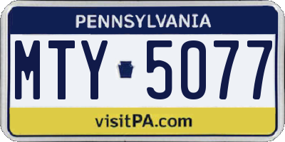PA license plate MTY5077