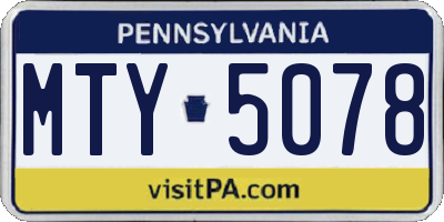 PA license plate MTY5078
