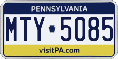 PA license plate MTY5085