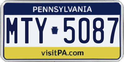 PA license plate MTY5087