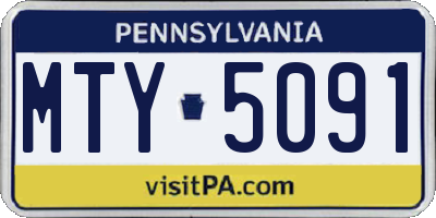 PA license plate MTY5091