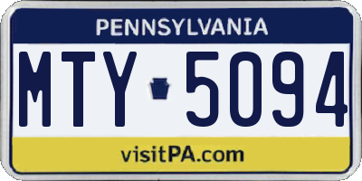 PA license plate MTY5094