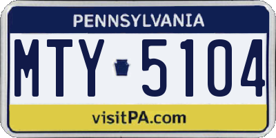 PA license plate MTY5104
