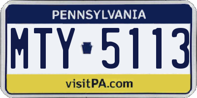 PA license plate MTY5113