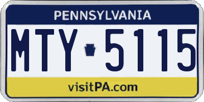 PA license plate MTY5115