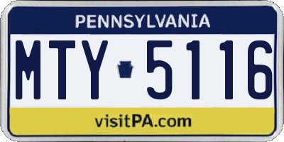 PA license plate MTY5116