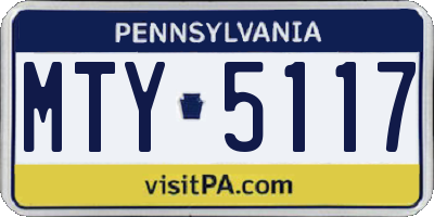 PA license plate MTY5117