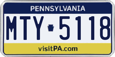 PA license plate MTY5118