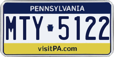 PA license plate MTY5122