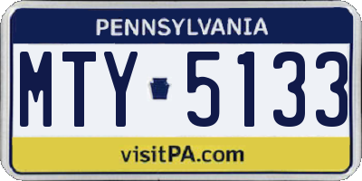 PA license plate MTY5133