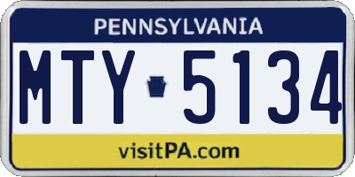 PA license plate MTY5134