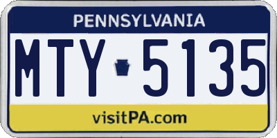 PA license plate MTY5135