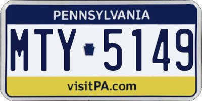 PA license plate MTY5149