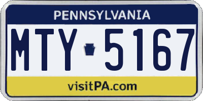 PA license plate MTY5167