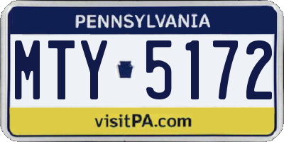 PA license plate MTY5172