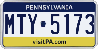 PA license plate MTY5173