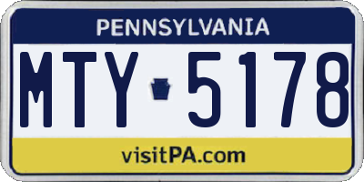 PA license plate MTY5178