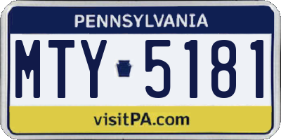 PA license plate MTY5181