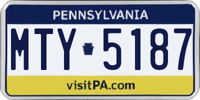 PA license plate MTY5187