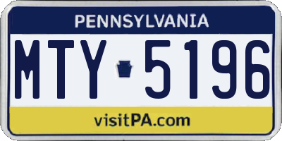 PA license plate MTY5196