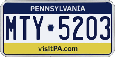 PA license plate MTY5203