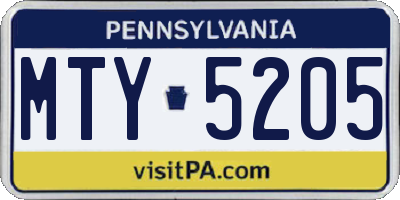 PA license plate MTY5205