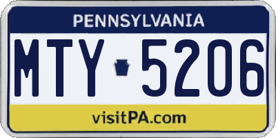 PA license plate MTY5206