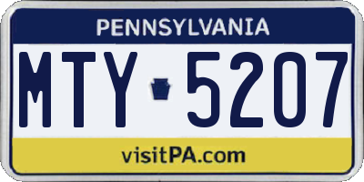 PA license plate MTY5207