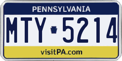PA license plate MTY5214