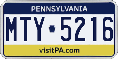 PA license plate MTY5216