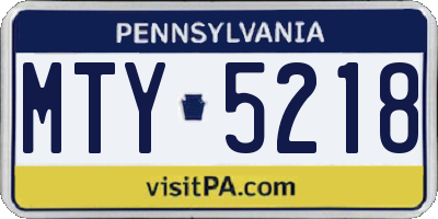 PA license plate MTY5218