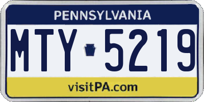 PA license plate MTY5219
