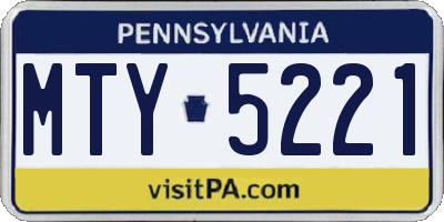 PA license plate MTY5221