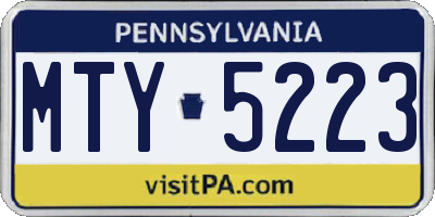 PA license plate MTY5223
