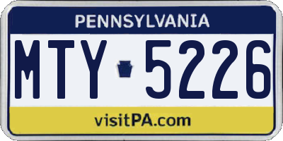 PA license plate MTY5226