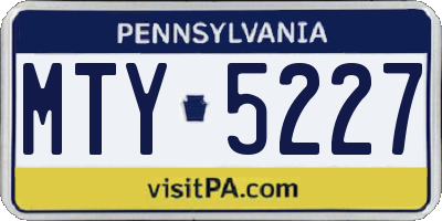 PA license plate MTY5227
