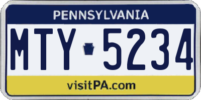PA license plate MTY5234