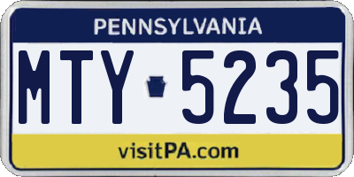 PA license plate MTY5235